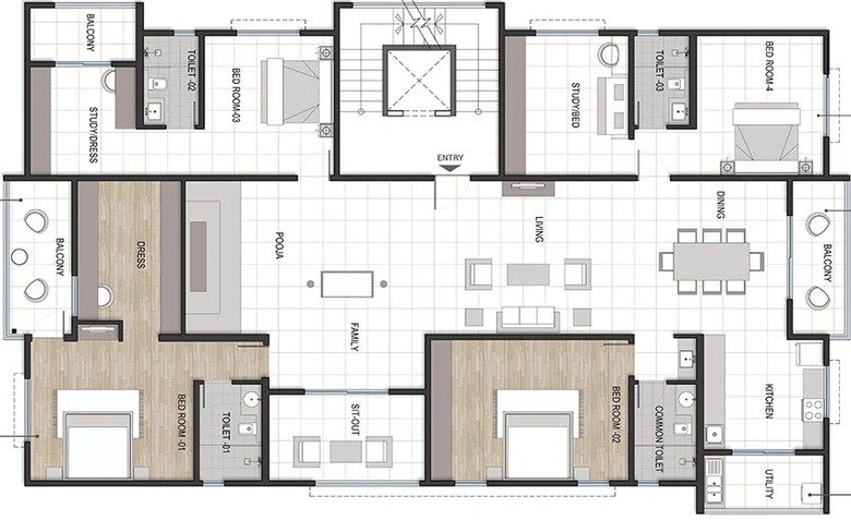 Floor Plan of Bhadra Landmark in Mahalakshmi Layout, Bangalore - Image 238752