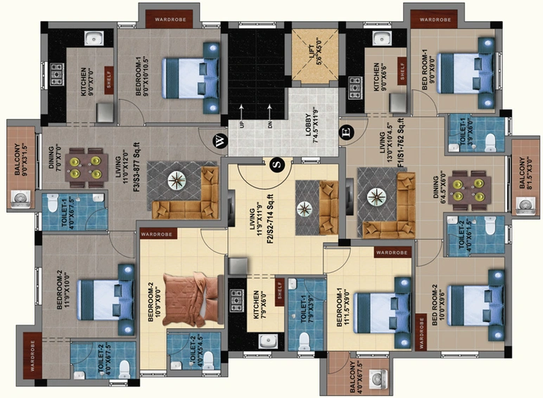 Floor Plan of MP Colossus And Celestial in Anakaputhur, Chennai - Image 239787