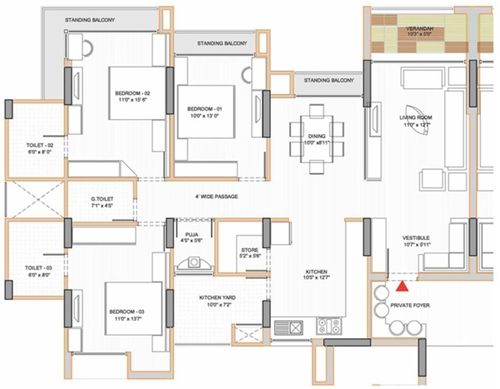 3 BHK Flat in Apollo DB City in Nipania, Indore - Image 839790