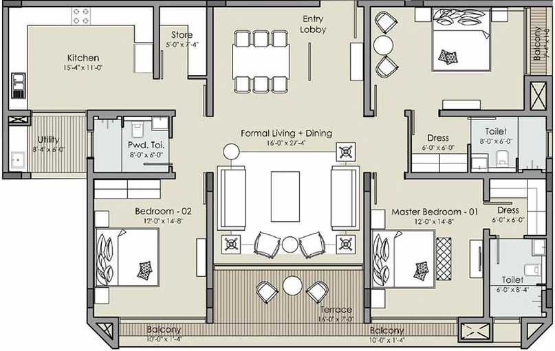 3 BHK Flat in RCM Ananta in New Palasia, Indore - Image 839794