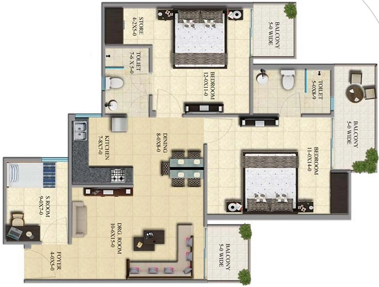 2 BHK Flat in Gaur 16th Avenue in Noida Extention, Greater Noida - Image 847491