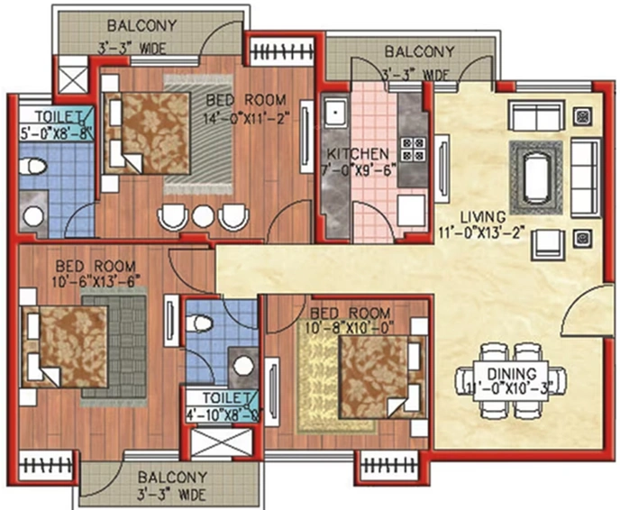 3 BHK Flat in Parsvnath Exotica in GT Road, Ghaziabad - Image 843082