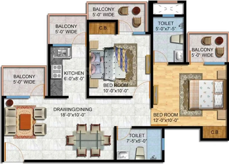 2 BHK Flat in Kingswood Court in Crossings Republik, Ghaziabad - Image 843073