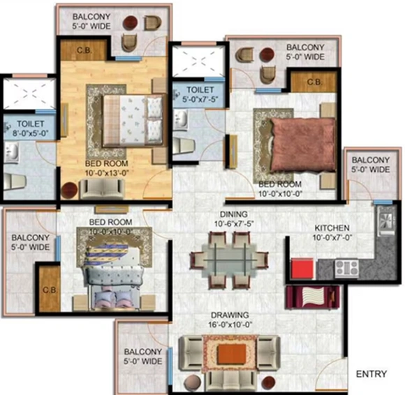 3 BHK Flat in Kingswood Court in Crossings Republik, Ghaziabad - Image 843074