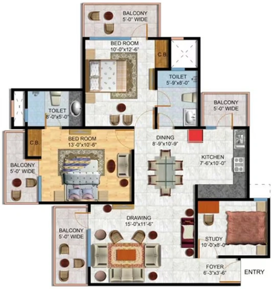 3 BHK Flat in Kingswood Court in Crossings Republik, Ghaziabad - Image 843075