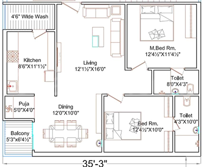 2 BHK Flat in Lotus Dwaraka in Kondapur, Hyderabad - Image 844320