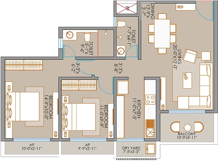 2 BHK Flat in Pam Solitaire Castle in Vasai West, Palghar - Image 845961