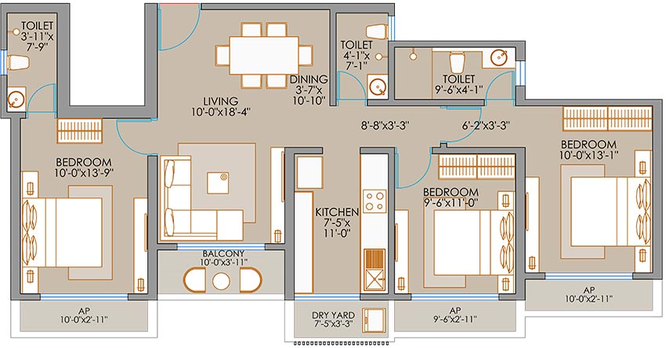 3 BHK Flat in Pam Solitaire Castle in Vasai West, Palghar - Image 845962