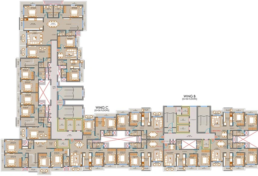 Floor Plan of Pam Solitaire Castle in Vasai West, Palghar - Image 250966