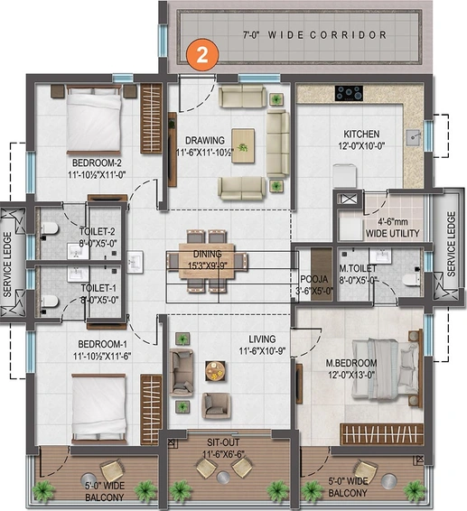 3 BHK Flat in CSK Skyscape in Mamidpally, Hyderabad - Image 848200