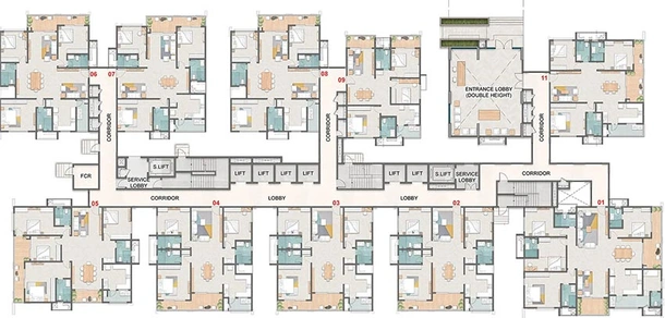 Floor Plan of Prestige Spring Heights in Rajendra Nagar, Hyderabad - Image 257847