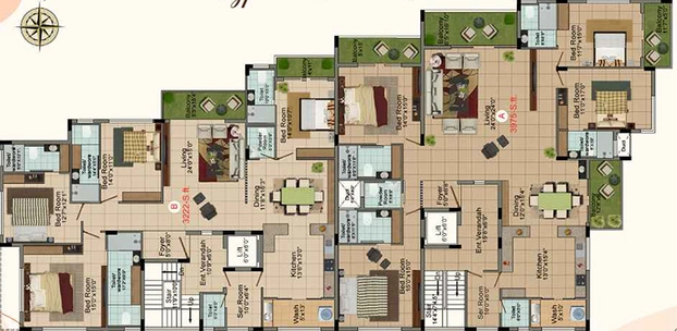 Floor Plan of Prince Elite in Egmore, Chennai - Image 258449