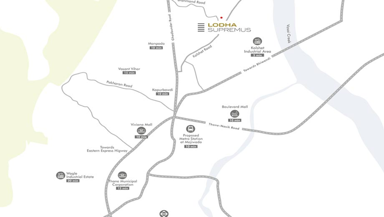 Location of Lodha Supremus Thane in Thane West, Thane - Image 268437