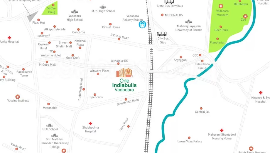Location of One Indiabulls in Akota, Vadodara - Image 362836