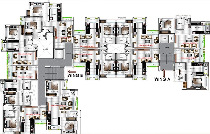 Floor Plan of Satghare Viraj Residency in Tembhode, Palghar - Image 259915
