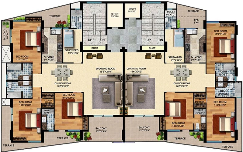 Floor Plan of Vibgyor Pristine Paradise in Hatma, Ranchi - Image 260038