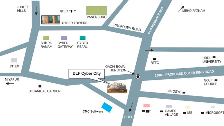 Location of DLF Cybercity Hyderabad in Gachibowli, Hyderabad - Image 319433