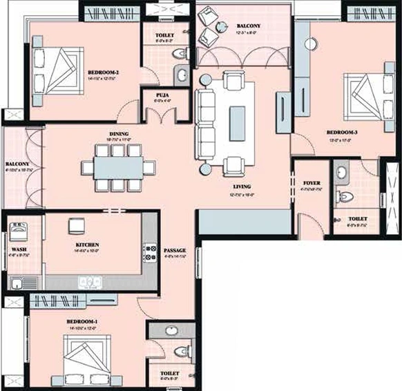 3 BHK Flat in ATM Sri Lakshmi Vilas in Kotturpuram, Chennai - Image 849427