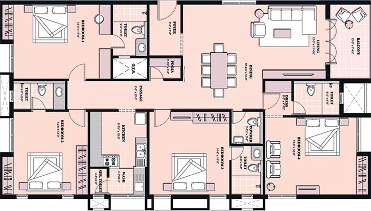 4 BHK Flat in ATM Sri Lakshmi Vilas in Kotturpuram, Chennai - Image 849428