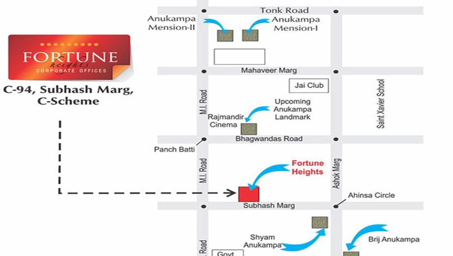Location of Anukampa Fortune Heights in C Scheme, Jaipur - Image 315364