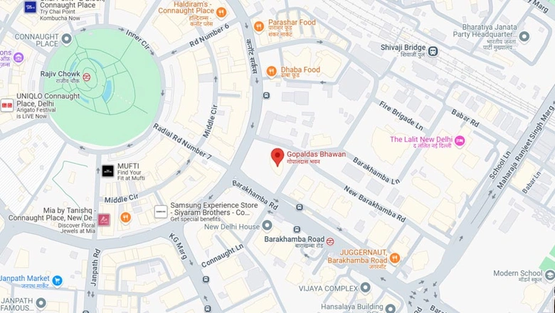 Location of Gopaldas Bhawan in Connaught Place, New Delhi - Image 272752