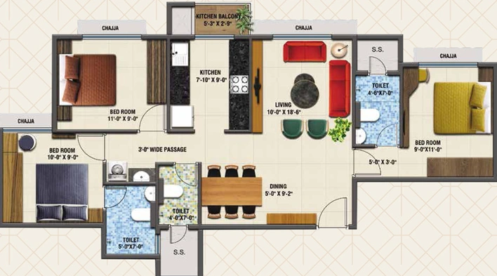 3 BHK Flat in Arihant Advika in Vashi, Navi Mumbai - Image 687111