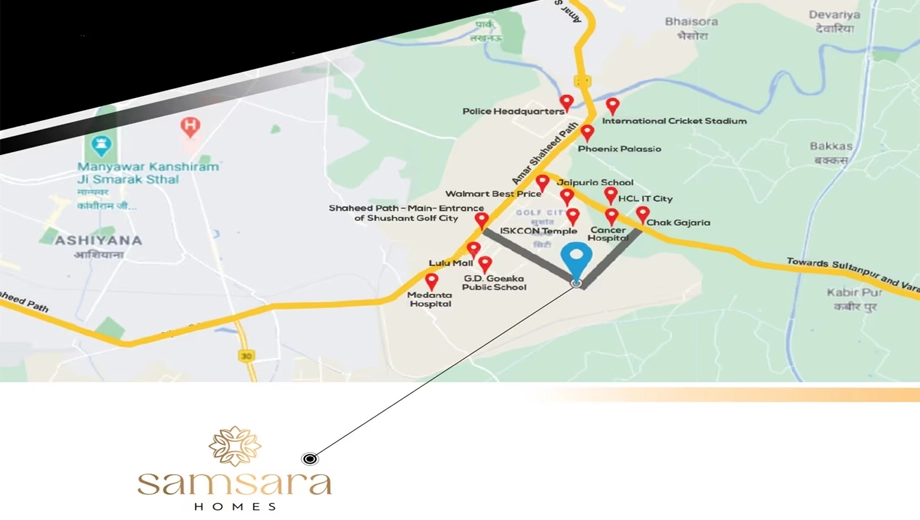 Location of Jashn Samsara Homes in Sushant Golf City, Lucknow - Image 363376