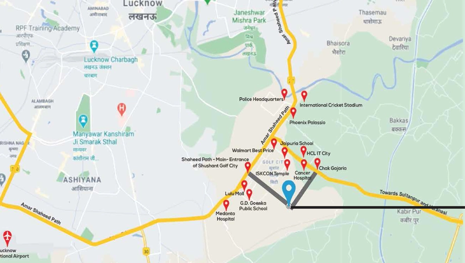 Location of Stellar Okas Golf View in Sushant Golf City, Lucknow - Image 363949