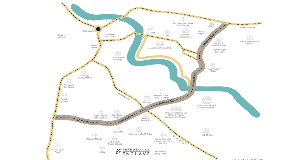 Location of Pardos Okas Enclave in Sushant Golf City, Lucknow - Image 363975