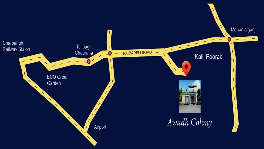 Location of Kings Awadh Colony in Raebareli Road, Lucknow - Image 364323
