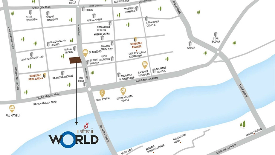 Location of Shreepad World in Pal, Surat - Image 356341