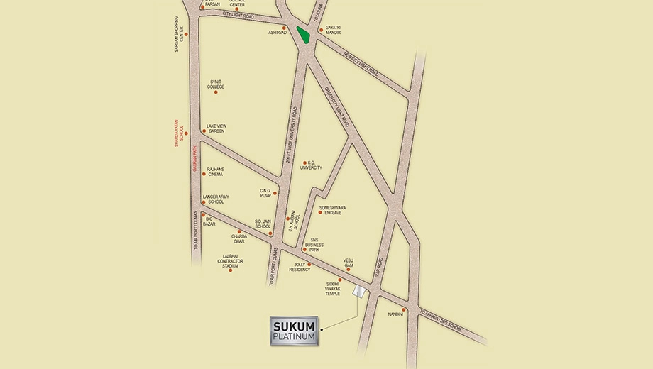 Location of Sukum Platinum in Vesu, Surat - Image 356377
