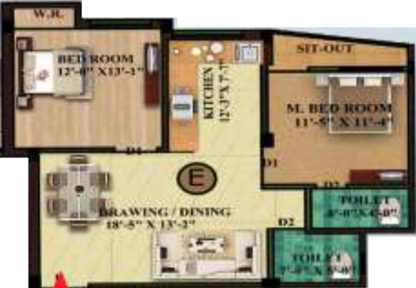 2 BHK Flat in MM Menaka Tower in Cuttack, Bhubaneswar - Image 849803