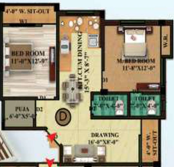2 BHK Flat in MM Menaka Tower in Cuttack, Bhubaneswar - Image 849804