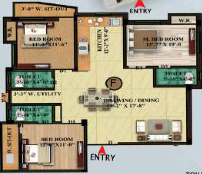 3 BHK Flat in MM Menaka Tower in Cuttack, Bhubaneswar - Image 849806