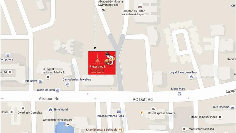 Location of Kanha Capital in Alkapuri, Vadodara - Image 355672