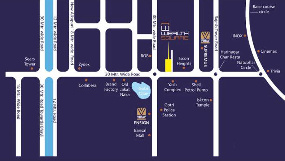Location of Vihav Wealth Square in Gotri, Vadodara - Image 357423