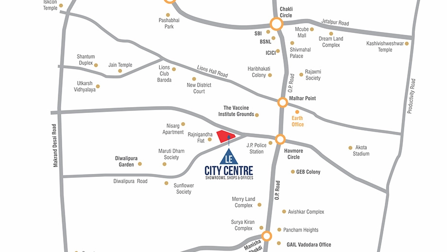 Location of Le City Centre in Old Padra Road, Vadodara - Image 355764