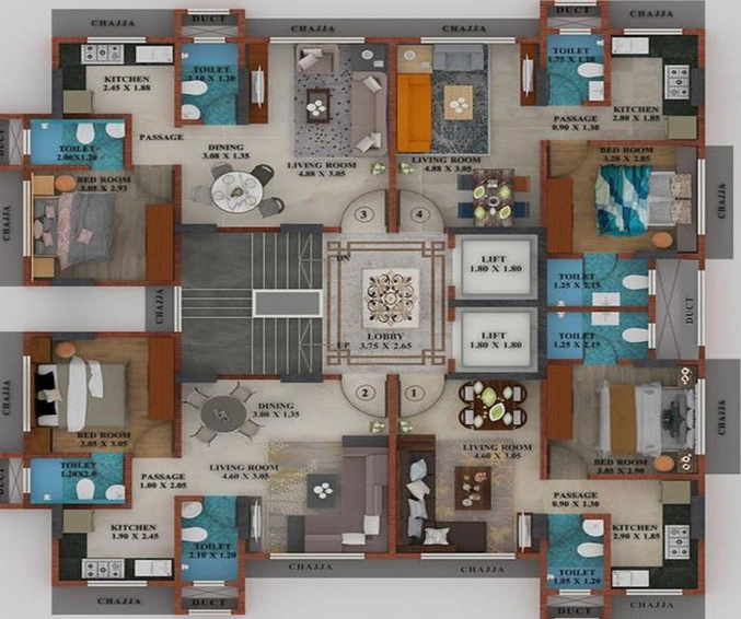 Floor Plan of Devika Tower in Chembur East, Mumbai - Image 34916
