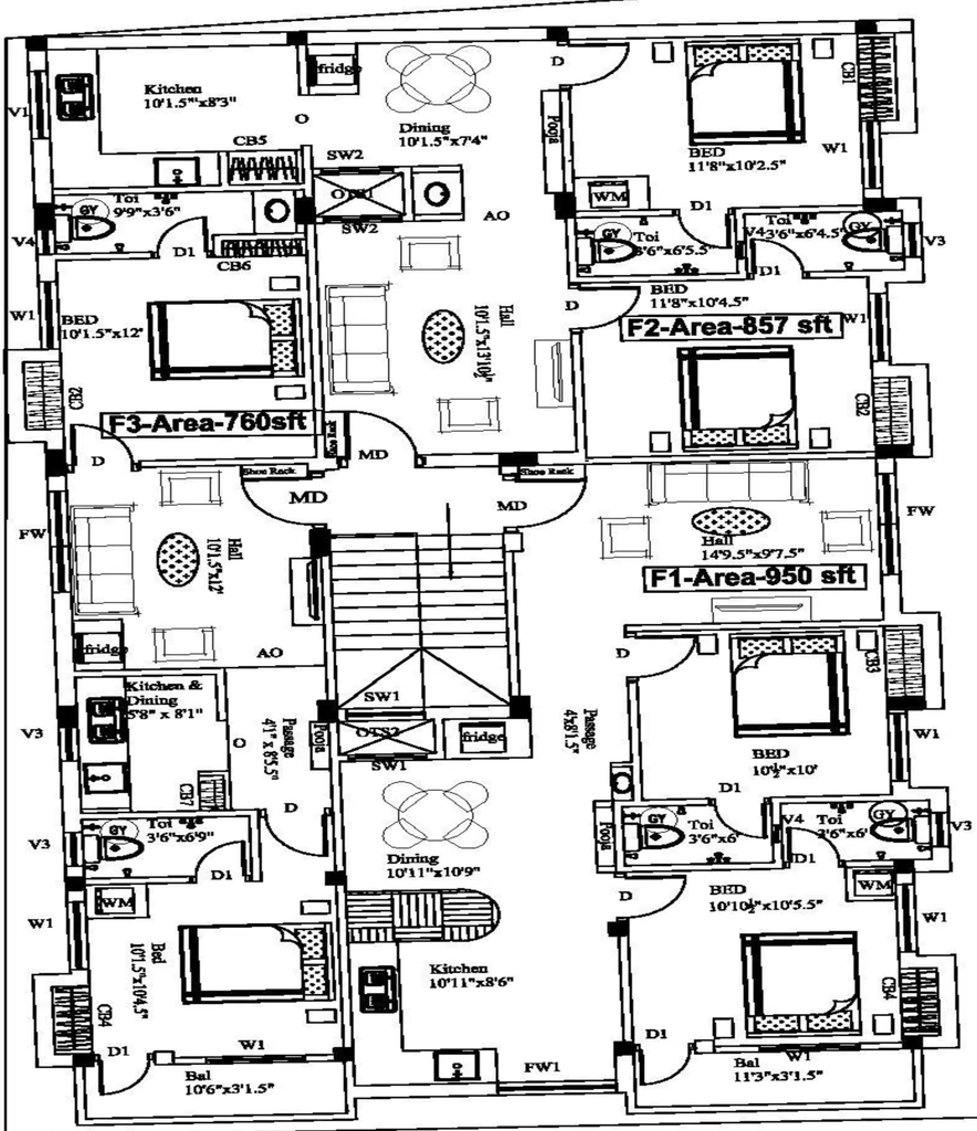Floor Plan of Gee Gee Crystal in Mylapore, Chennai - Image 321398