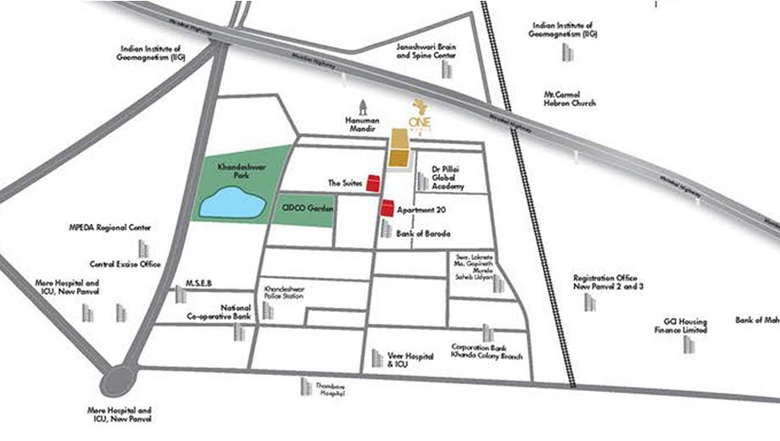 Location of Commercial Sairama One World in Khanda Colony, Navi Mumbai - Image 279824
