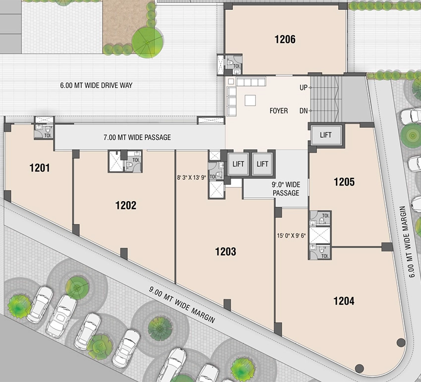Floor Plan of Swarnim Business Center in Vaishnodevi Circle, Ahmedabad - Image 324554