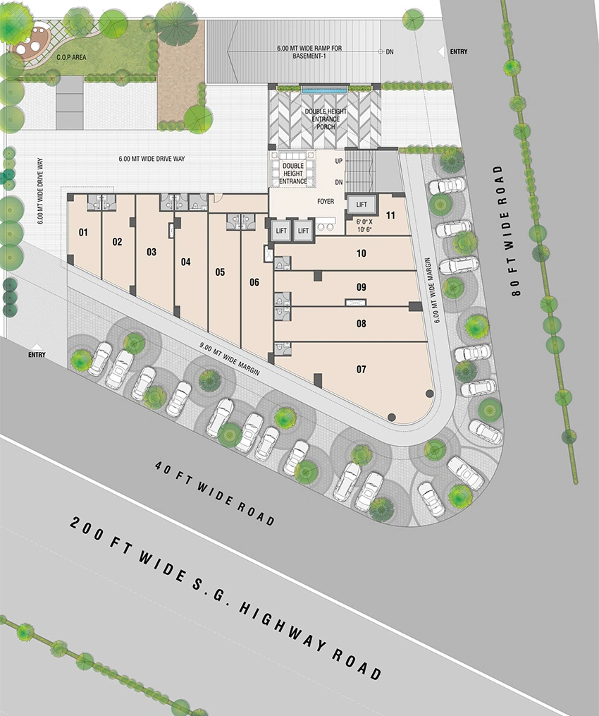 Master Plan of Swarnim Business Center in Vaishnodevi Circle, Ahmedabad - Image 324552