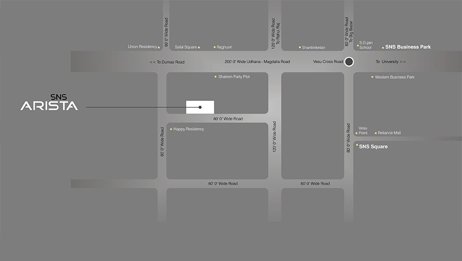 Location of SNS Arista in Vesu, Surat - Image 356366