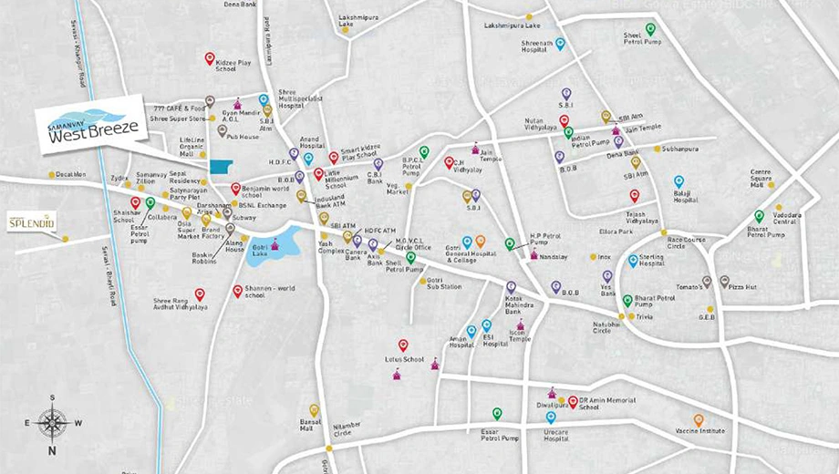 Location of Commercial Samanvay Westbreeze in Gotri, Vadodara - Image 356914