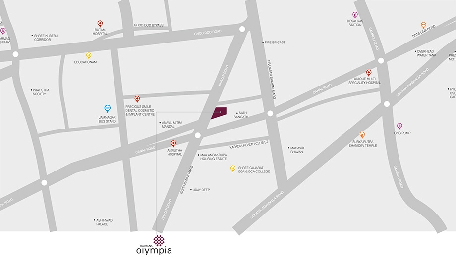Location of Rajhans Olympia in Bhatar, Surat - Image 356195