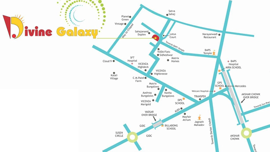 Location of Commercial Divine Galaxy in Kalali, Vadodara - Image 355615