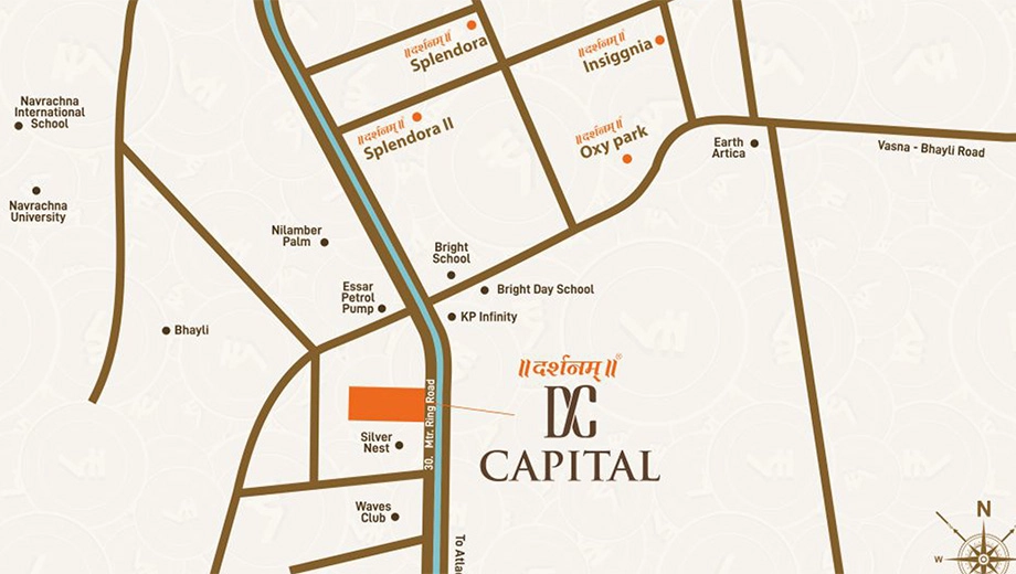 Location of Darshanam Capital in Bhayli, Vadodara - Image 355183
