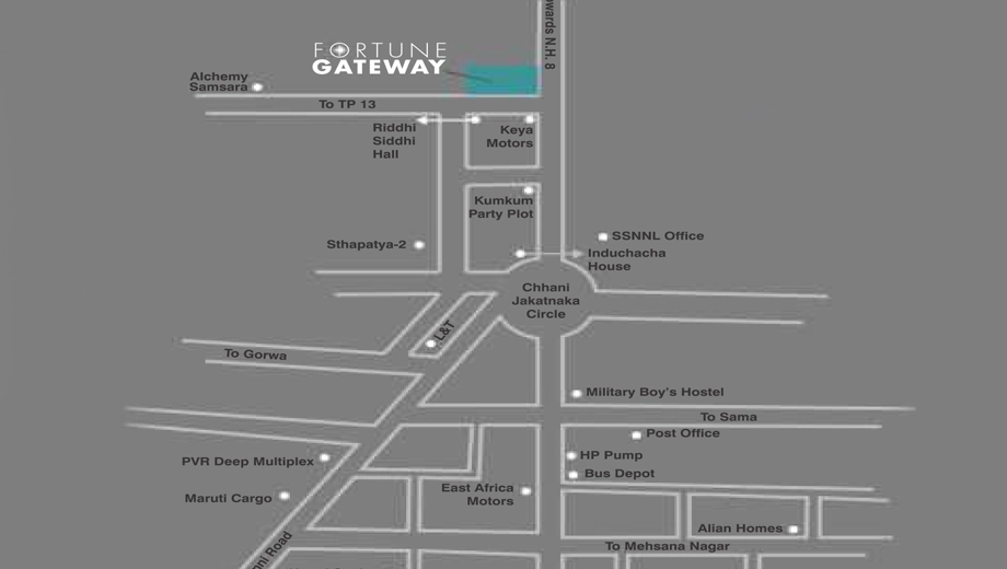 Location of Fortune Gateway in Chhani, Vadodara - Image 362816
