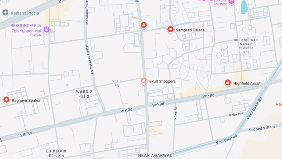 Location of Samprati Exult Shoppers in Vesu, Surat - Image 319325